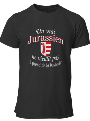 T-shirt Un vrai Jurassien ne vieillit pas il prend de la bouteille LaFourgoneta