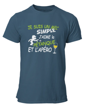 T-shirt Je suis un mec simple j'aime la pétanque et l'apéro - Lafourgoneta