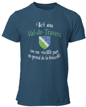 T-shirt ici au Val-de-Travers on ne vieillit pas on prend de la bouteille La Fourgoneta
